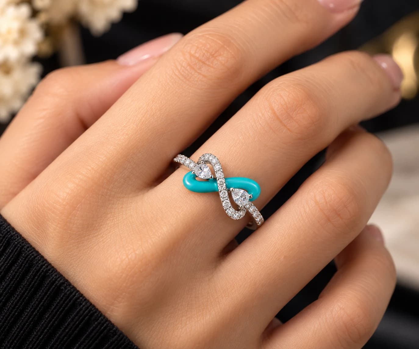 Turquoise Infinity Sparkle Ring